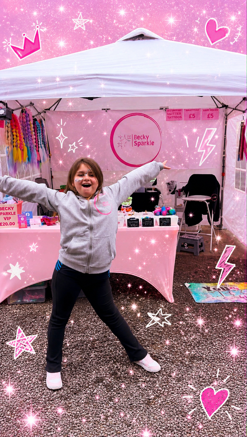 Isla — Becky's daughter and sparkly assistant at a BeckySparkle event